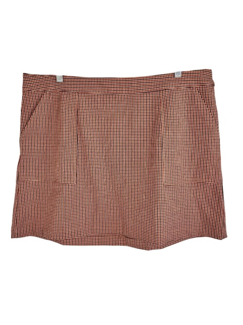 Retro‎ School Girl Academia Gingham Mini Skirt Brown 2X Earthy Houndstooth 90s